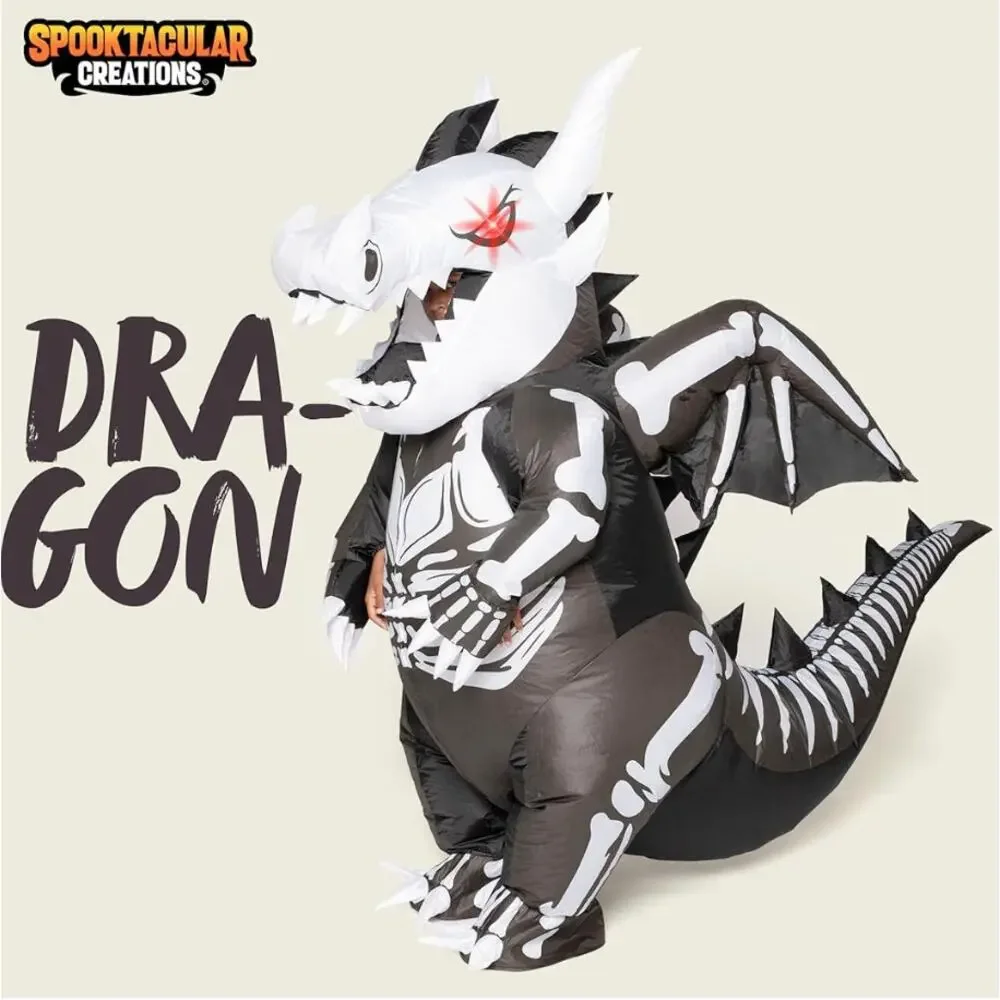Spooktacular Creations Kids Inflatable Skeleton Dragon Blow Up Suit Costume